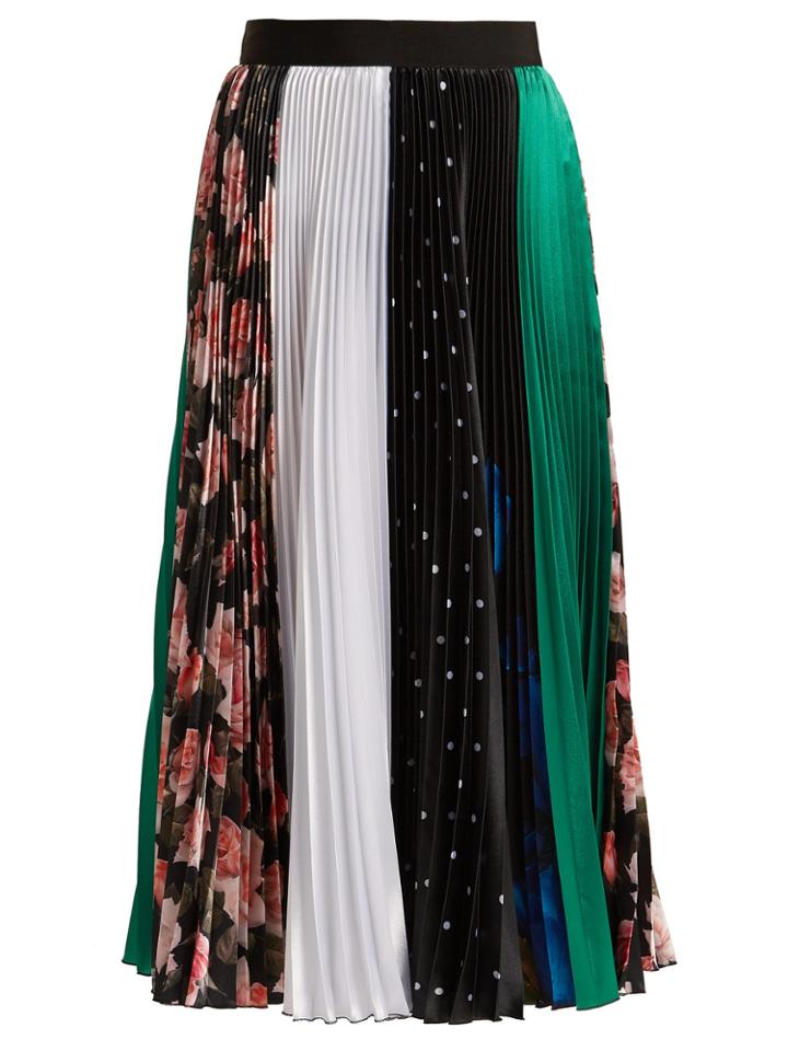 Msgm Contrast Pleated Midi Skirt