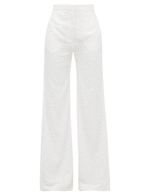 Matchesfashion.com Halpern - Sequinned Wide-leg Trousers - Womens - White
