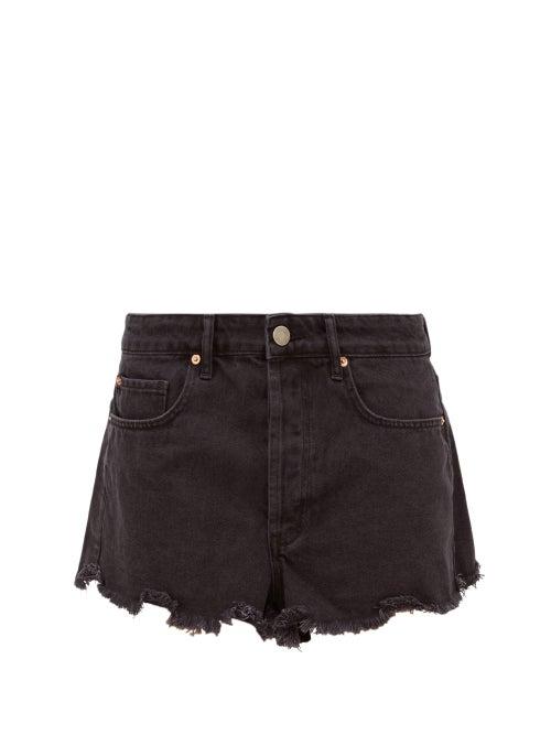 Matchesfashion.com Raey - Tahiti Frayed-hem Denim Shorts - Womens - Black