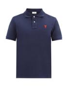 Matchesfashion.com Ami - Logo-patch Cotton-piqu Polo Shirt - Mens - Navy