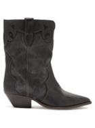 Matchesfashion.com Isabel Marant - Duoni Leather And Suede Western Ankle Boots - Womens - Black