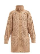 Matchesfashion.com Chlo - Cable-knit Foldover Collar Cardigan - Womens - Camel
