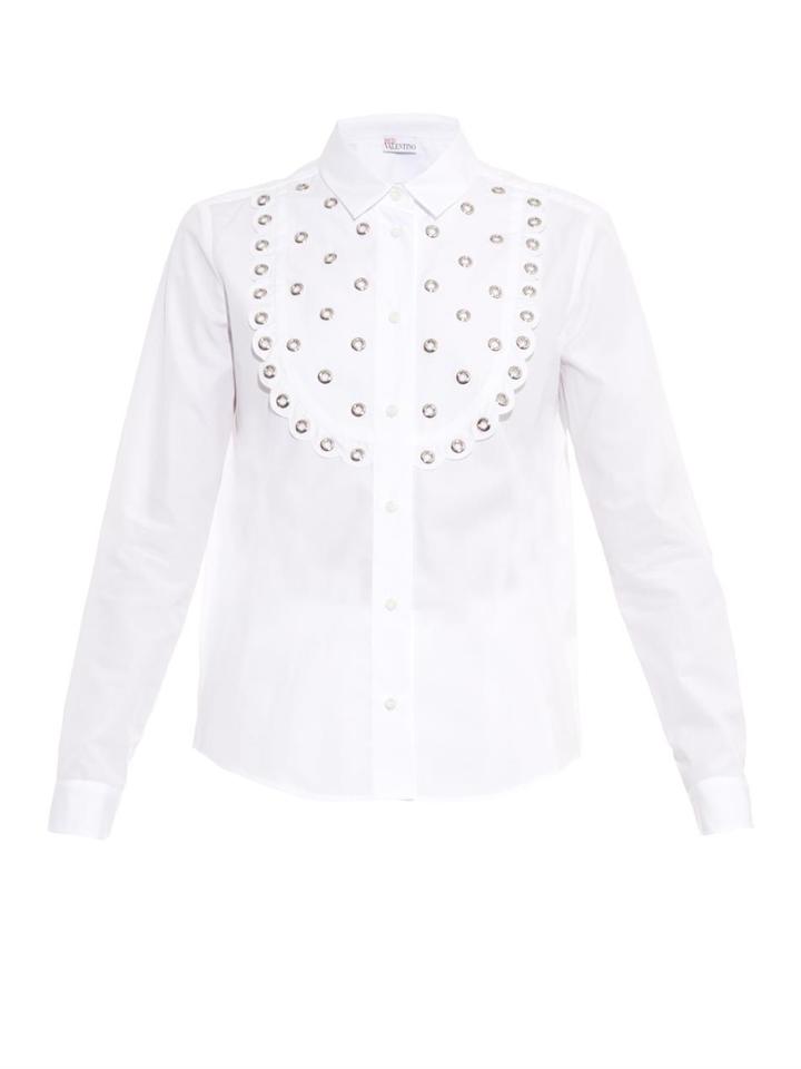 Redvalentino Eyelet Bib Cotton Shirt