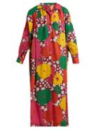 Matchesfashion.com Dodo Bar Or - Vyan Floral Print Cotton Poplin Midi Dress - Womens - Burgundy Print