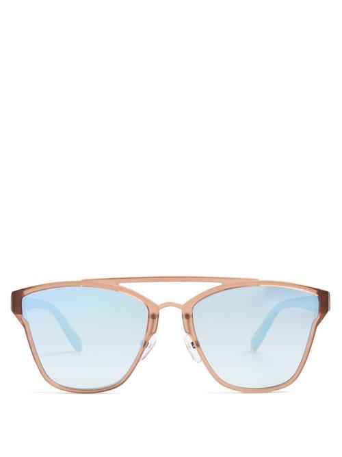 Matchesfashion.com Le Specs - Herstory Square Frame Sunglasses - Womens - Nude