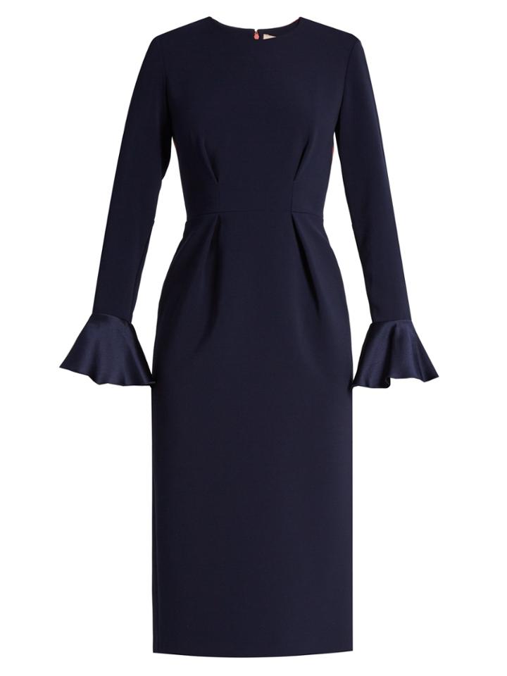 Roksanda Izumi Fluted-sleeve Contrast-back Crepe Dress
