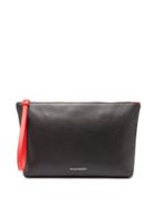 Matchesfashion.com Alexander Mcqueen - Contrast Strap Logo Print Leather Pouch - Mens - Black