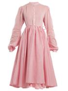 Matchesfashion.com Thierry Colson - Shanagar Striped Midi Dress - Womens - Pink