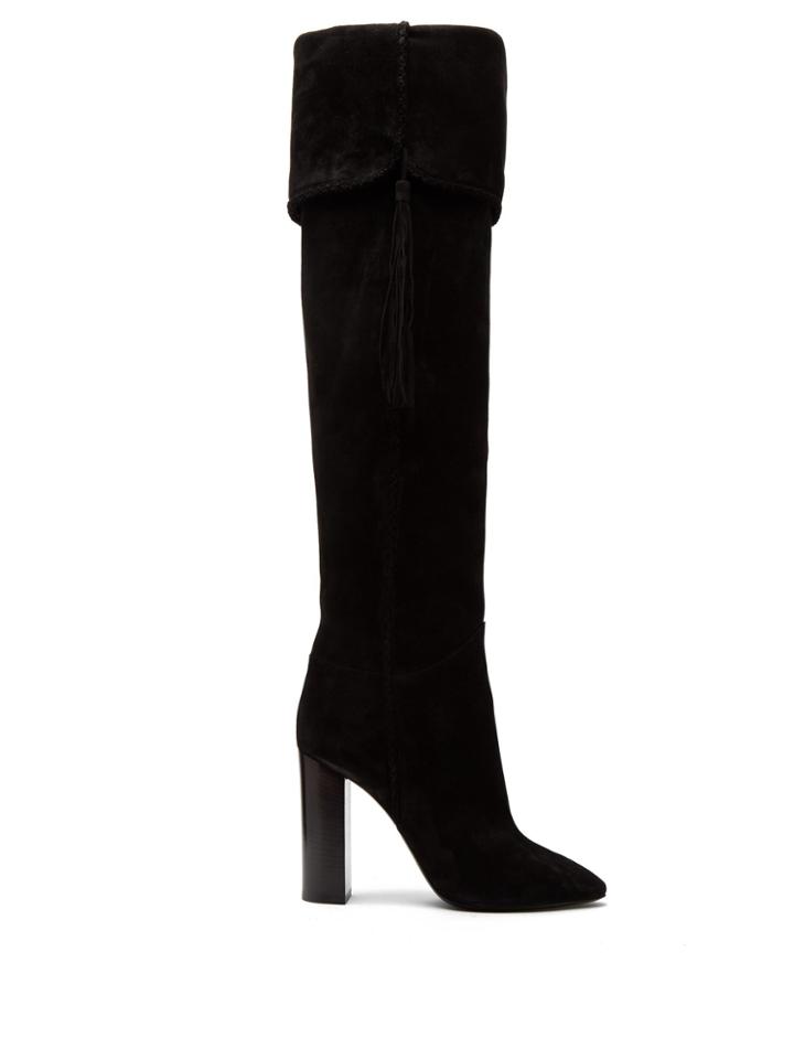 Saint Laurent Meurice Tassel-embellished Suede Boots