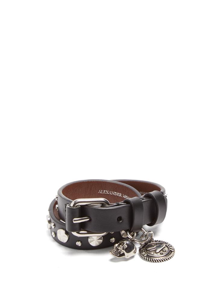 Alexander Mcqueen Studded Double-wrap Leather Bracelet