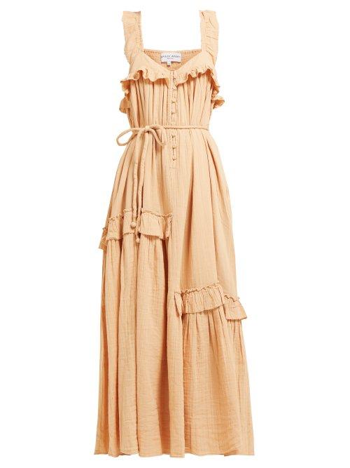 Matchesfashion.com Apiece Apart - Lypie Ruffled Cotton Maxi Dress - Womens - Light Pink