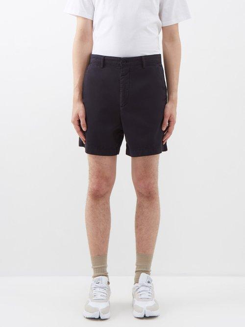 Raey - Classic Baggy Organic Cotton Shorts - Mens - Dark Navy