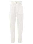 Matchesfashion.com Isabel Marant - Kelinny Paperbag-waist Cotton Trousers - Womens - White