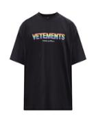 Mens Rtw Vetements - Think Globally-print Cotton-jersey T-shirt - Mens - Black