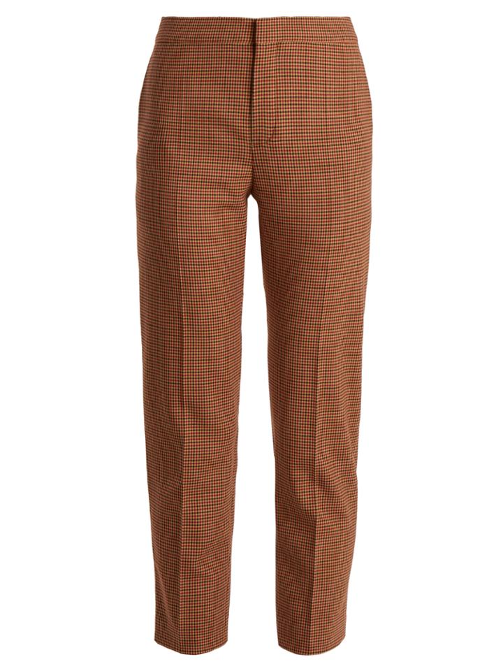 Chloé Micro-checked Slim-leg Cropped Trousers