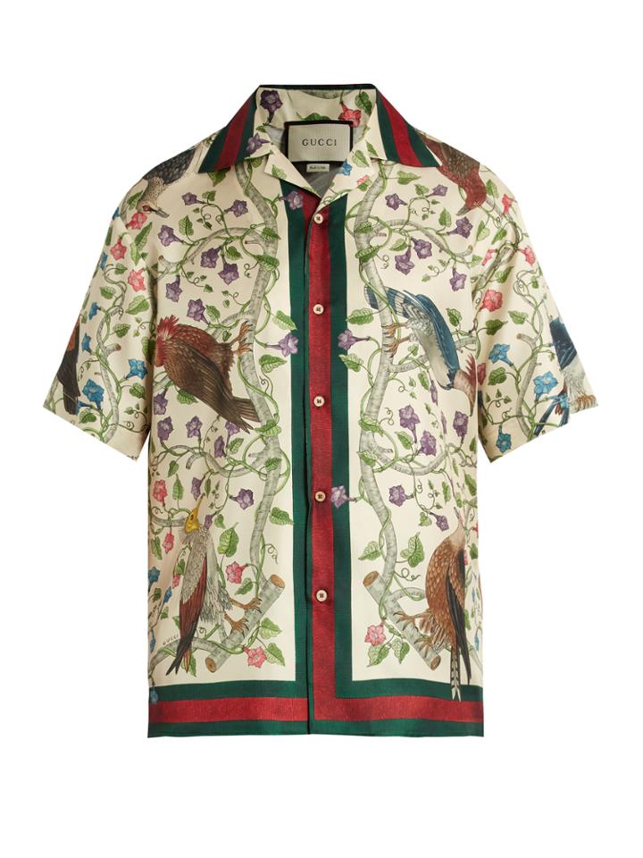 Gucci Birds Of Prey-print Silk-twill Shirt