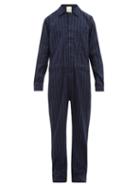 Matchesfashion.com Marrakshi Life - Striped Cotton Blend Jumpsuit - Mens - Navy