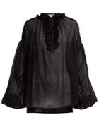 Saint Laurent Tassel-trimmed Wool Top