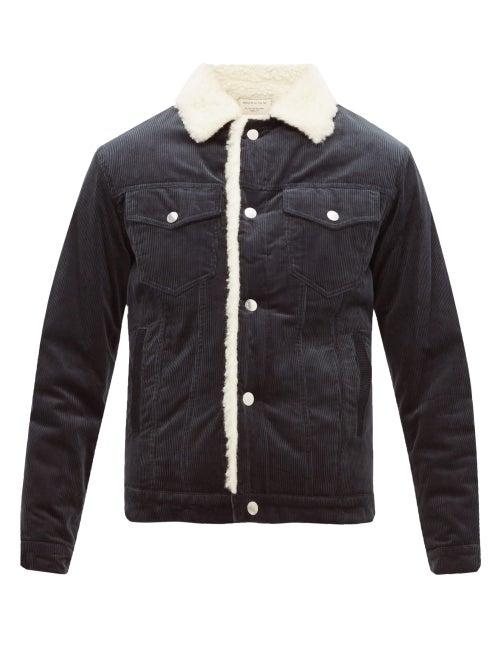 Matchesfashion.com Maison Kitsun - Faux Shearling Lined Cotton Corduroy Jacket - Mens - Mid Blue