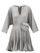 Matchesfashion.com Rhode - Ryan Belted Glitter-jersey Mini Dress - Womens - Silver