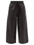 Co - High-rise Leather Cropped Wide-leg Trousers - Womens - Black