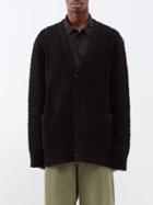 Raey - Oversized Organic Cotton Aran Cardigan - Mens - Black