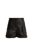 Matchesfashion.com Stella Mccartney - Pleated Faux Leather Shorts - Womens - Black