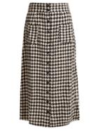 Matchesfashion.com Ace & Jig - Bo Houndstooth Cotton Midi Skirt - Womens - Black White