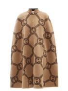 Gucci - Gg-jacquard Wool-blend Cape - Womens - Beige