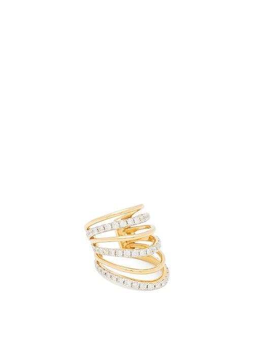 Matchesfashion.com Yvonne Lon - Six-band Diamond & 18kt Gold Ear Cuff - Womens - Yellow Gold