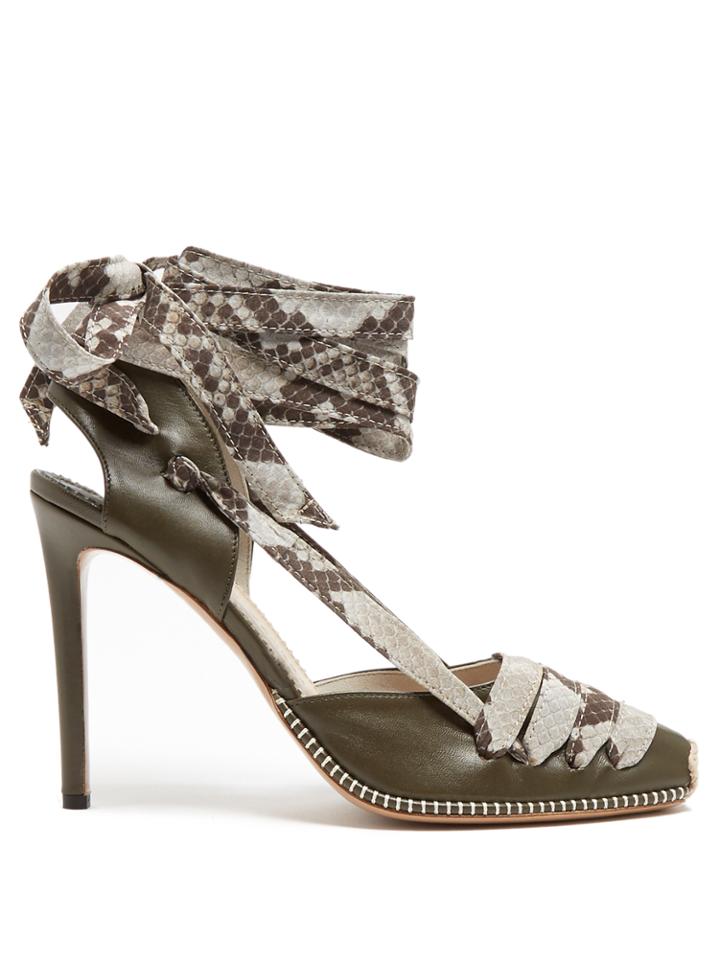 Altuzarra Python-print Ribbon D'orsay Leather Pumps