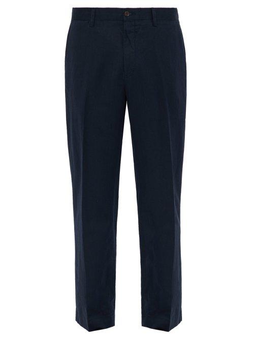 Matchesfashion.com Polo Ralph Lauren - Brushed Linen Blend Trousers - Mens - Navy