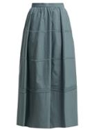 Matchesfashion.com Bottega Veneta - Panelled Cotton And Silk Blend Skirt - Womens - Blue