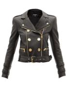 Matchesfashion.com Balmain - Double-breasted Leather Jacket - Womens - Black