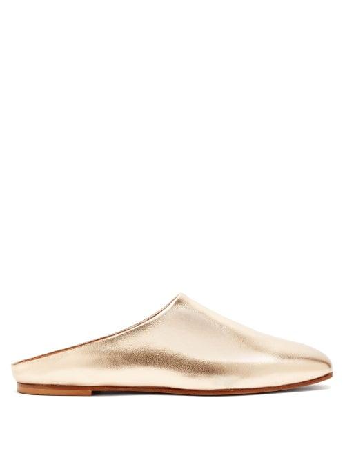 Matchesfashion.com Emme Parsons - Glider Metallic Leather Slide Slippers - Womens - Gold