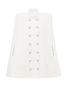Matchesfashion.com Balmain - Double Breasted Wool Blend Cape - Womens - White