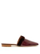 Matchesfashion.com Malone Souliers - X Roksanda Abigail Elaphe And Velvet Flat Mules - Womens - Burgundy