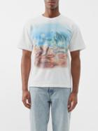 Erl - Dragon-print Cotton-jersey T-shirt - Mens - White Blue