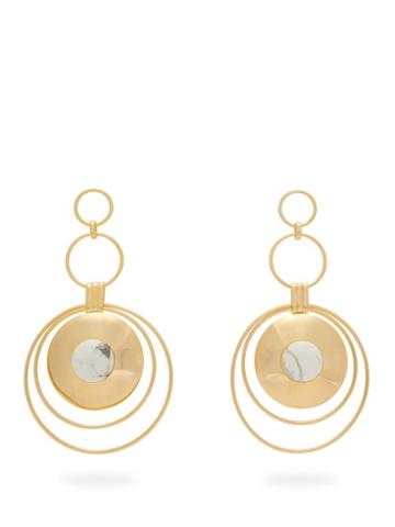 Matchesfashion.com Joelle Kharrat - Chapiteau Gold Plated Drop Earrings - Womens - White