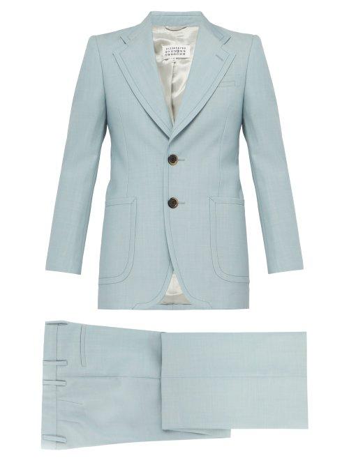 Matchesfashion.com Maison Margiela - Single Breasted Wool And Mohair Blend Suit - Mens - Light Blue