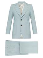 Matchesfashion.com Maison Margiela - Single Breasted Wool And Mohair Blend Suit - Mens - Light Blue