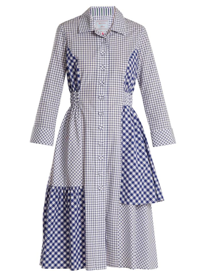 Dovima Paris Easton Asymmetric Checked Cotton-poplin Shirtdress