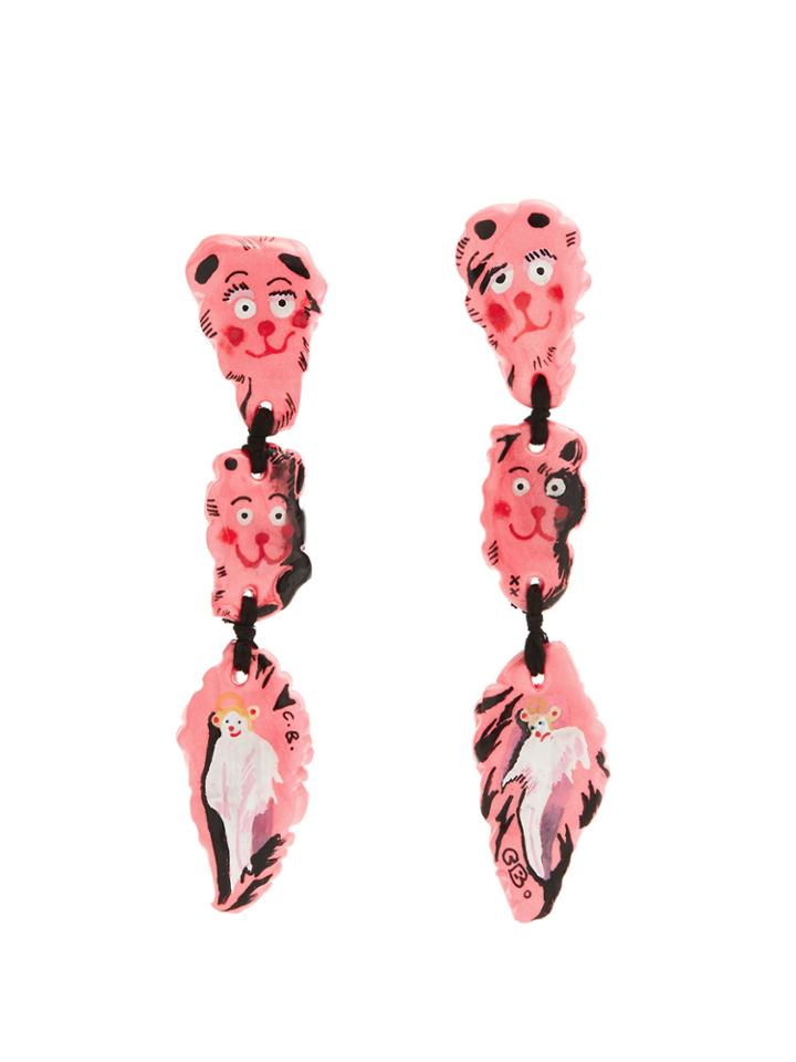 Claire Barrow Cat Face-drop Clip-on Earrings