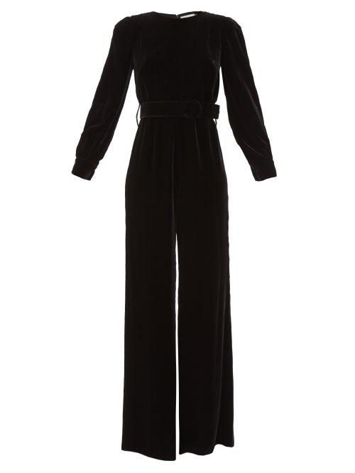 Matchesfashion.com Goat - King Flared-leg Velvet Jumpsuit - Womens - Black