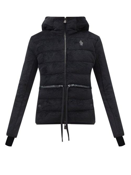 Moncler Grenoble - Logo-patch Faux-fur Quilted Down Hooded Jacket - Womens - Black