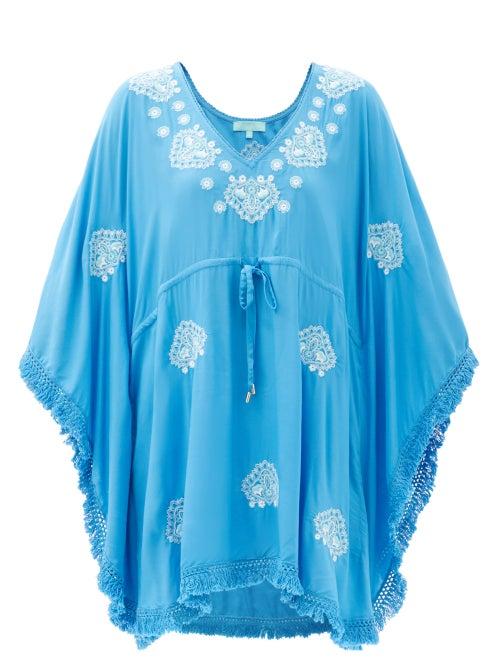 Matchesfashion.com Melissa Odabash - Irene Belted Embroidered Kaftan - Womens - Blue