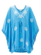 Matchesfashion.com Melissa Odabash - Irene Belted Embroidered Kaftan - Womens - Blue