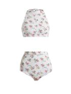 Matchesfashion.com Emilia Wickstead - Halterneck Floral Print Bikini - Womens - White Print