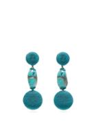 Matchesfashion.com Rebecca De Ravenel - Bon Bon Cord And Stone Clip Earrings - Womens - Blue
