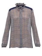 Matchesfashion.com Preen Line - Liana Checked Georgette Blouse - Womens - Navy Multi